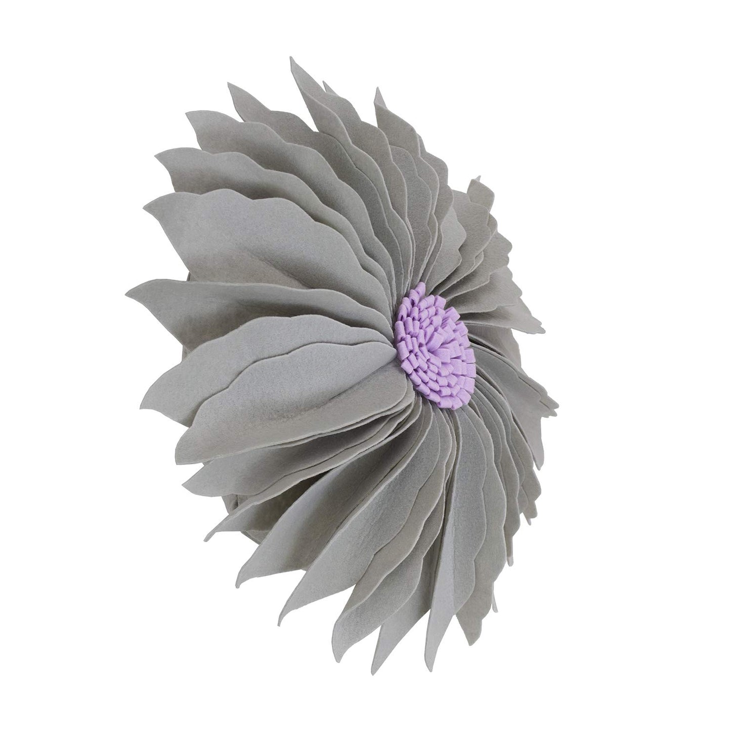 Fennco Styles Handmade Garden 3D Sunflower Decorative Throw Pillow Cover 13" Round - Lilac Floral Pillow Case for Couch, Living Room and Bedroom Décor