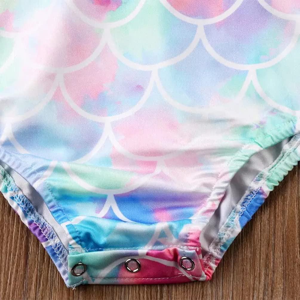 stylesilove Baby Toddler Girls Mermaid Ruffled One-Piece Swimsuit Multicolor Bathing Suit Beach Swimwear