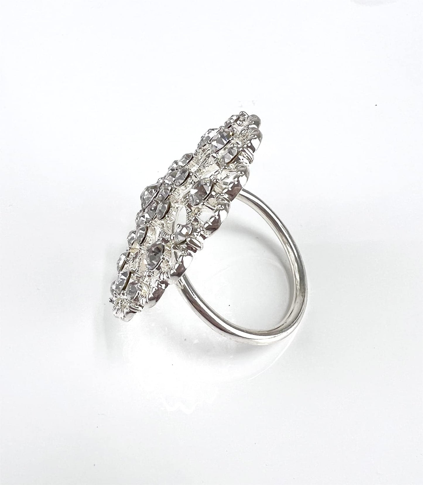 Fennco Styles Rhinestone Crystal Flower Napkin Rings Wedding Holiday Table Decoration - Set of 4