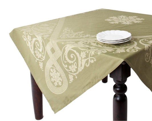 Fennco Styles Maison Lyon Classic Jacquard Tablecloth 72" W x 72" L - Green Table Cover for Home, Dining Table Decor, Banquet, Family Gathering, Holiday and Special Occasion