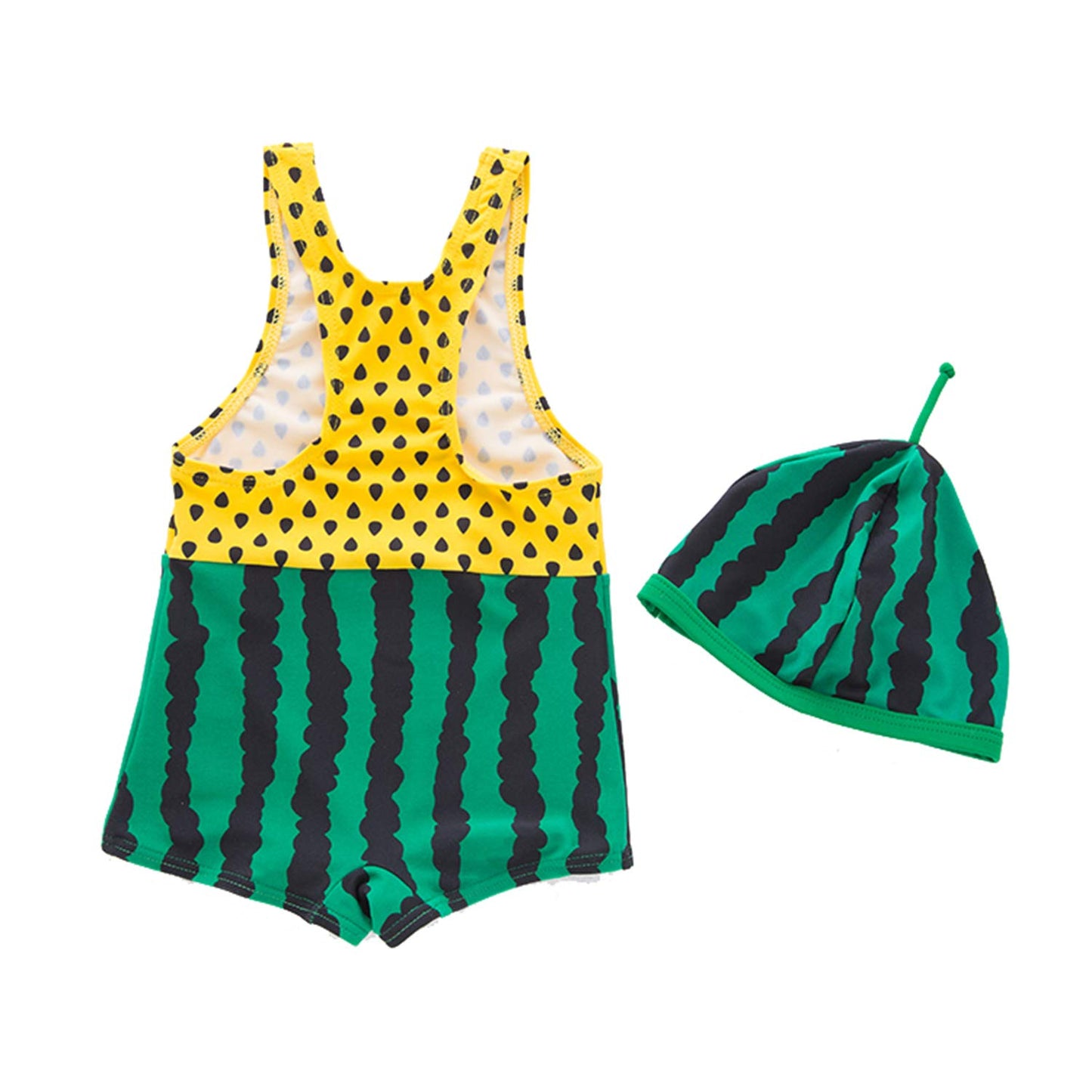 Styles I Love Baby Toddler Boy Watermelon One-Piece Swimsuit with Hat 2pcs Set Green Bathing Suit Beach Pool Swimwear