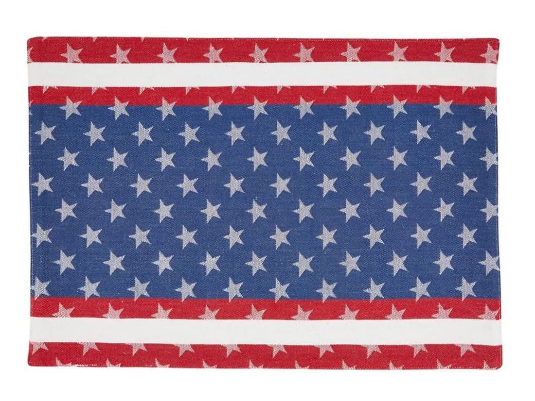 Fennco Styles Stripe Star Americana Cotton Table Runner 16" W x 72" L - Multicolored American Flag Inspired Table Cover for Home Décor, Dinner Parties, National Holidays