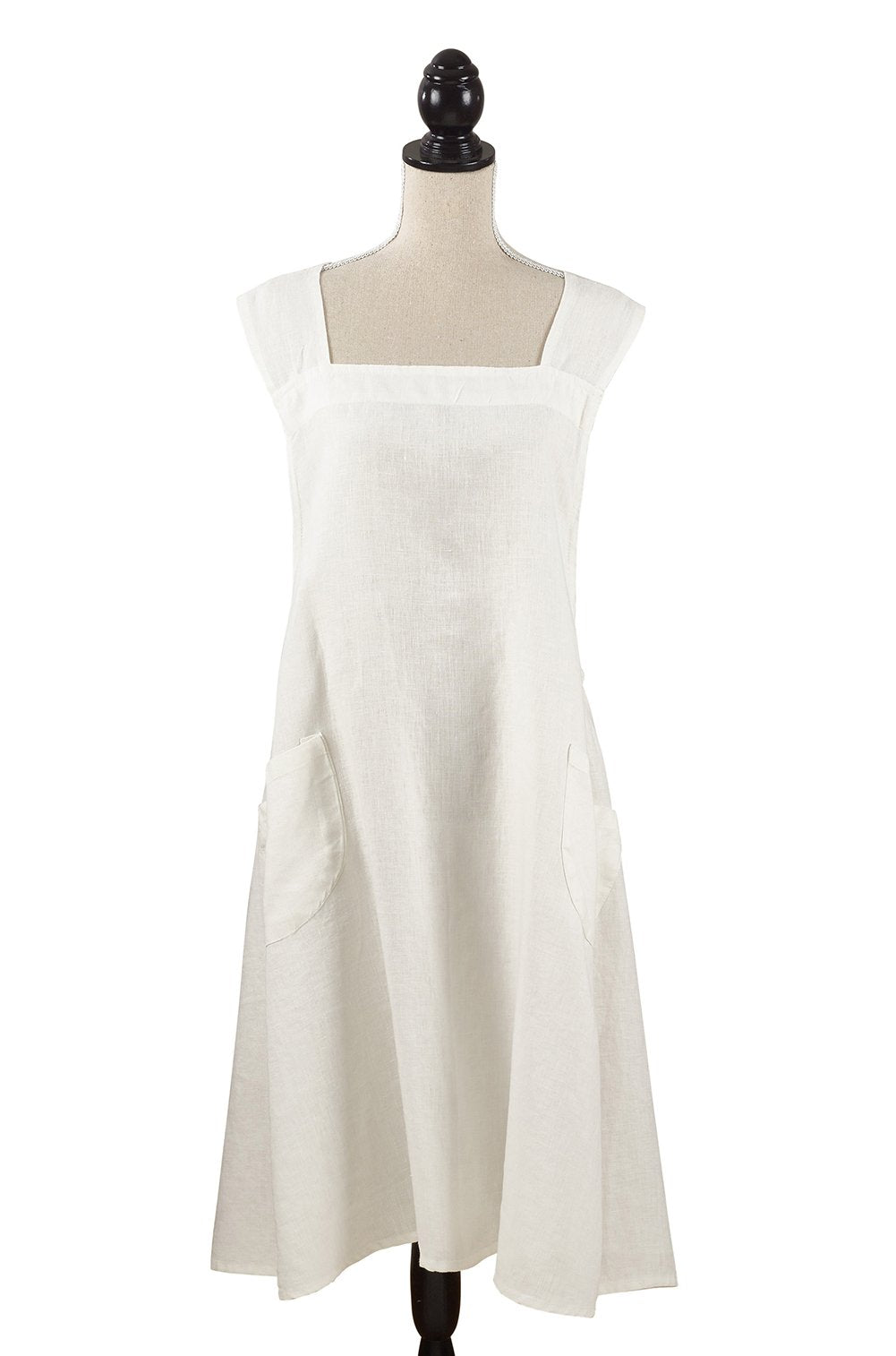 Fennco Styles Solid Criss Cross Back Apron Pure 100% Linen Cooking Kitchen Apron