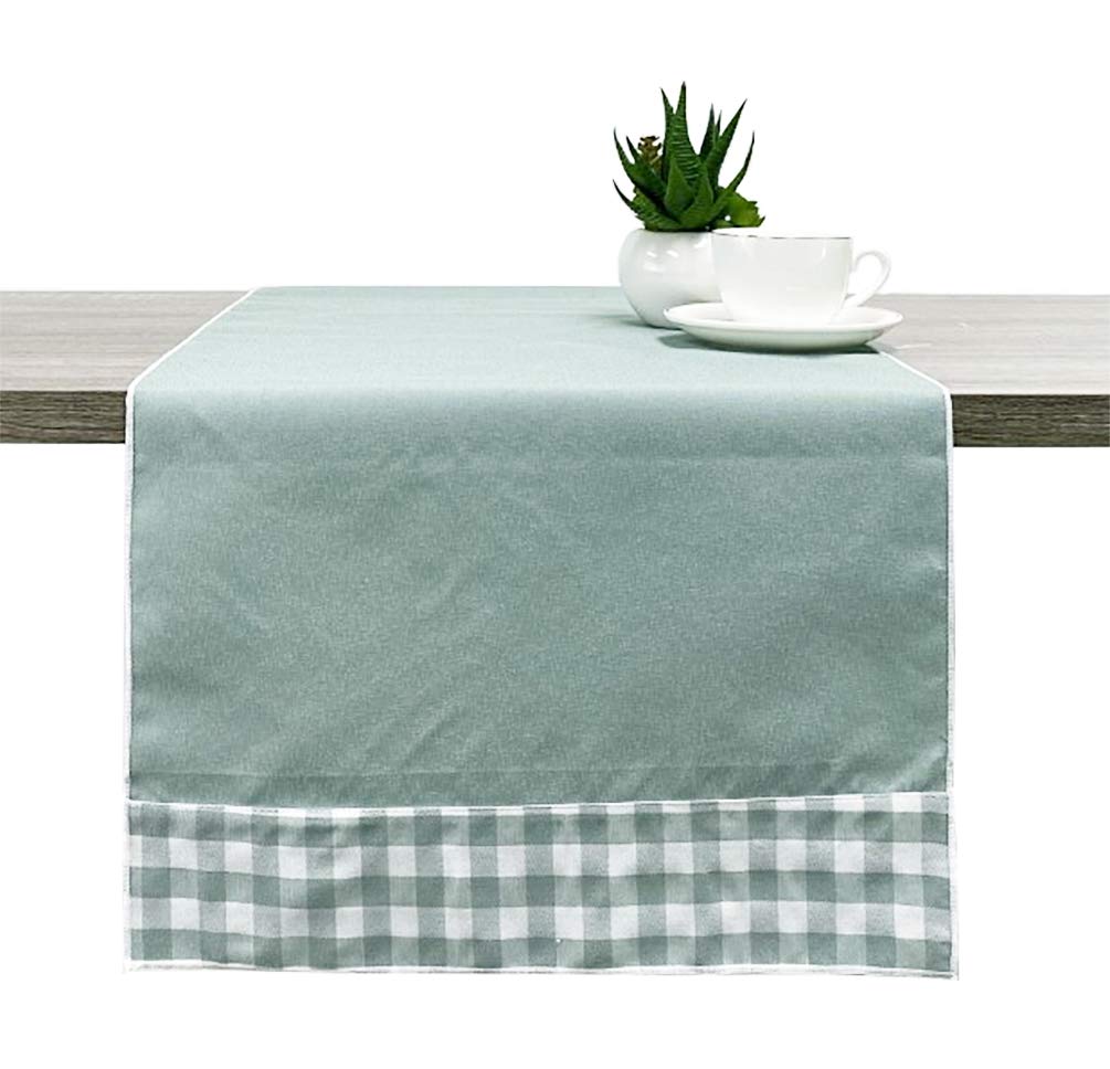 Fennco Styles Handmade Reversible Checkered Border Design Table Runner - Check Table Cover for Home, Dining Table, Banquet and Special Occasion