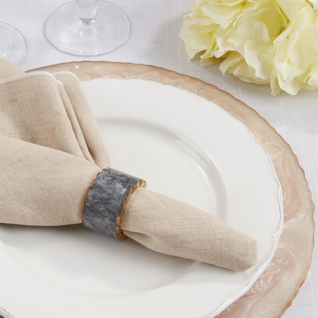 Fennco Styles Resin Artistry Decorative Napkin Rings, Set of 4