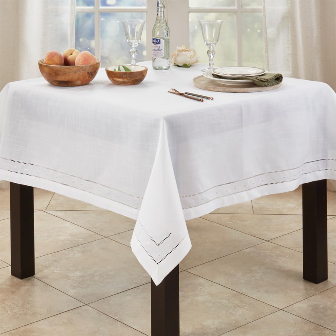 Fennco Styles Classic Embroidered & Hemstitch Tablecloth