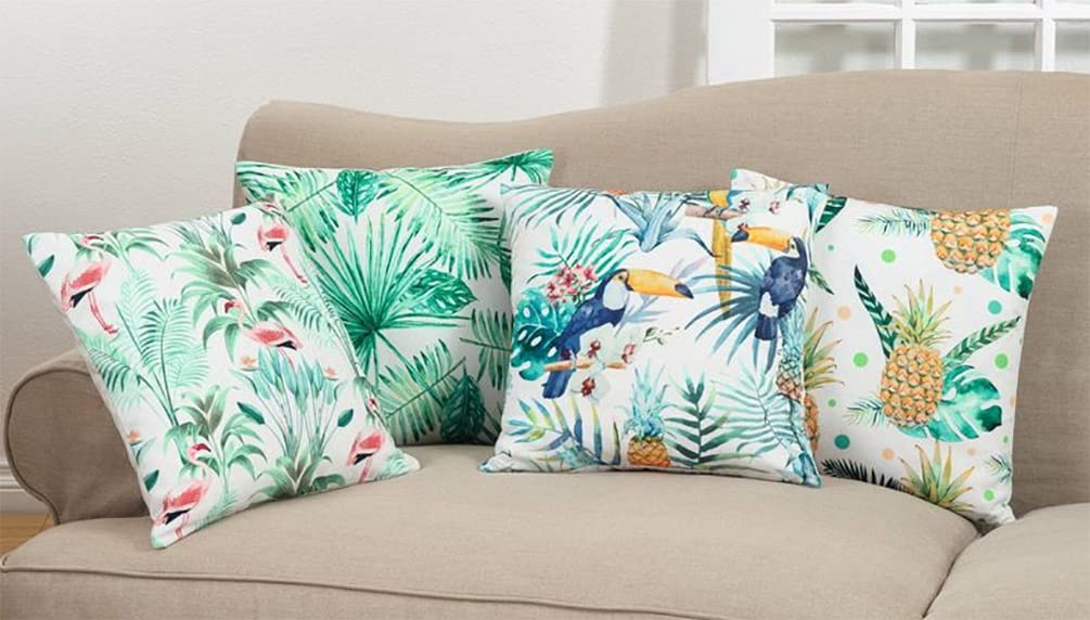 Fennco Styles Pineapple Tropical Decorative Poly Filled Throw Pillow 18" W x 18" L - Multicolored Print Cushion for Home, Living Room, Couch, Bedroom, Office Décor and Special Occasion