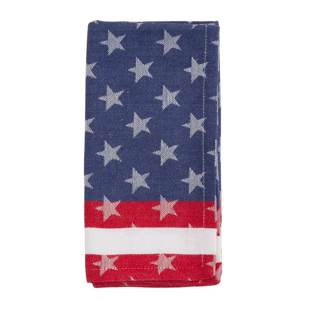 Fennco Styles Stripe Star Americana Cotton Table Runner 16" W x 72" L - Multicolored American Flag Inspired Table Cover for Home Décor, Dinner Parties, National Holidays