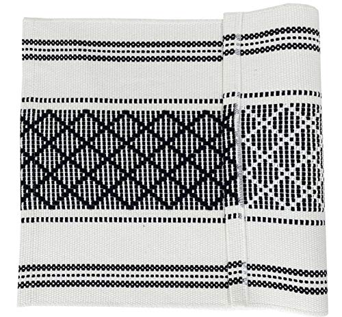 Fennco Styles Diamond Stitch Design Cotton Blend Placemats 14" W x 19" L, Set of 4 - Black Geometric Woven Table Mats for Boho Décor, Home, Dining Table, Banquets, Family Gatherings, Special Occasion