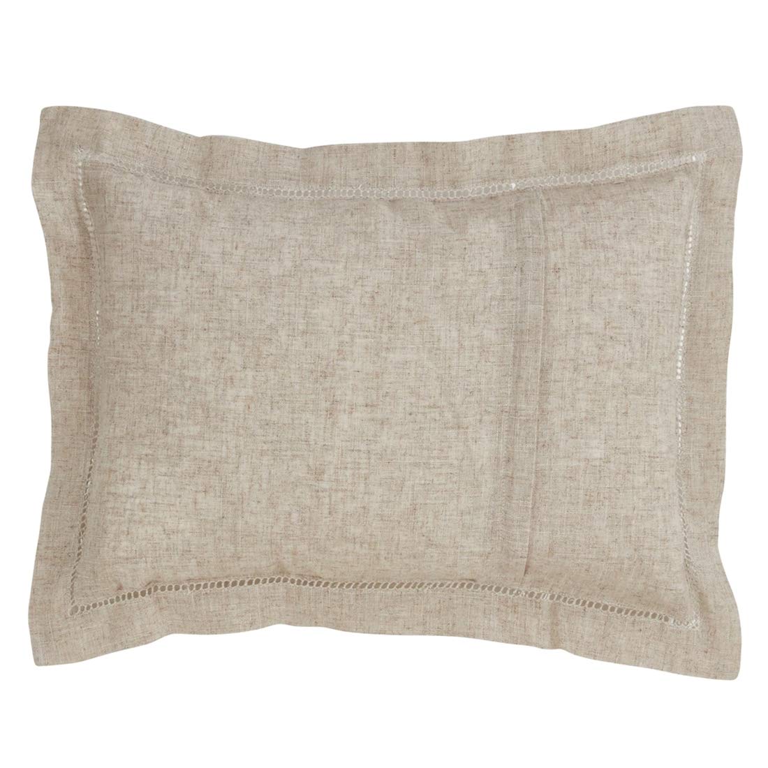 Fennco Styles Classic Hemstitched Linen Blend Decorative Throw Pillow Cover 14 x 20 Inch - Natural Pillow Case for Home, Couch, Living Room and Bedroom Décor