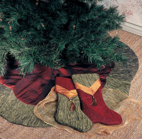 Fennco Styles A Pair of Two-Tone Crushed Tissue Tassel Christmas Stocking, Two-Piece Set