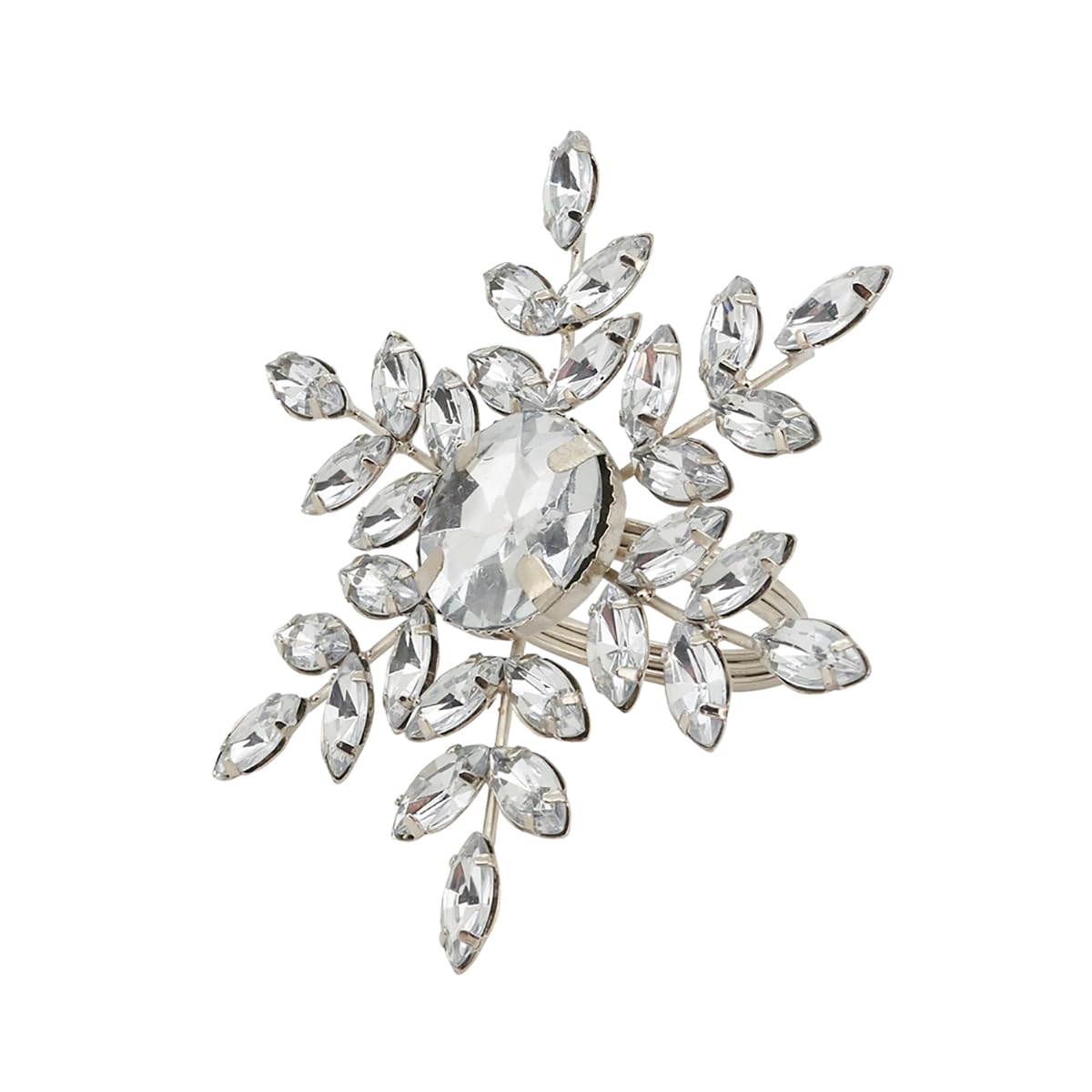 Fennco Styles Beaded Elegant Snowflake Napkin Rings, Set of 4 - Jeweled Holiday Napkin Holders for Home Décor, Christmas, Banquets, Weddings and Special Occasions