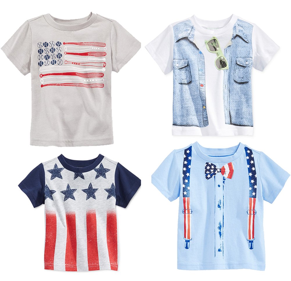 stylesilove Cute America Flag Design Little Boys Toddlers Cotton T-Shirt