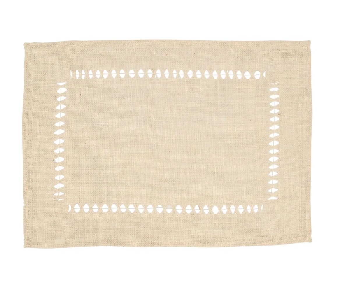 Fennco Styles Rustic Jute Hemstitch Table Runner 16" W x 72" L
