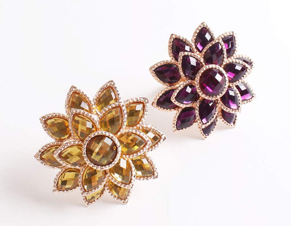 Fennco Styles Rhinestone Crystal Flower Napkin Rings Wedding Holiday Table Decoration - Set of 4