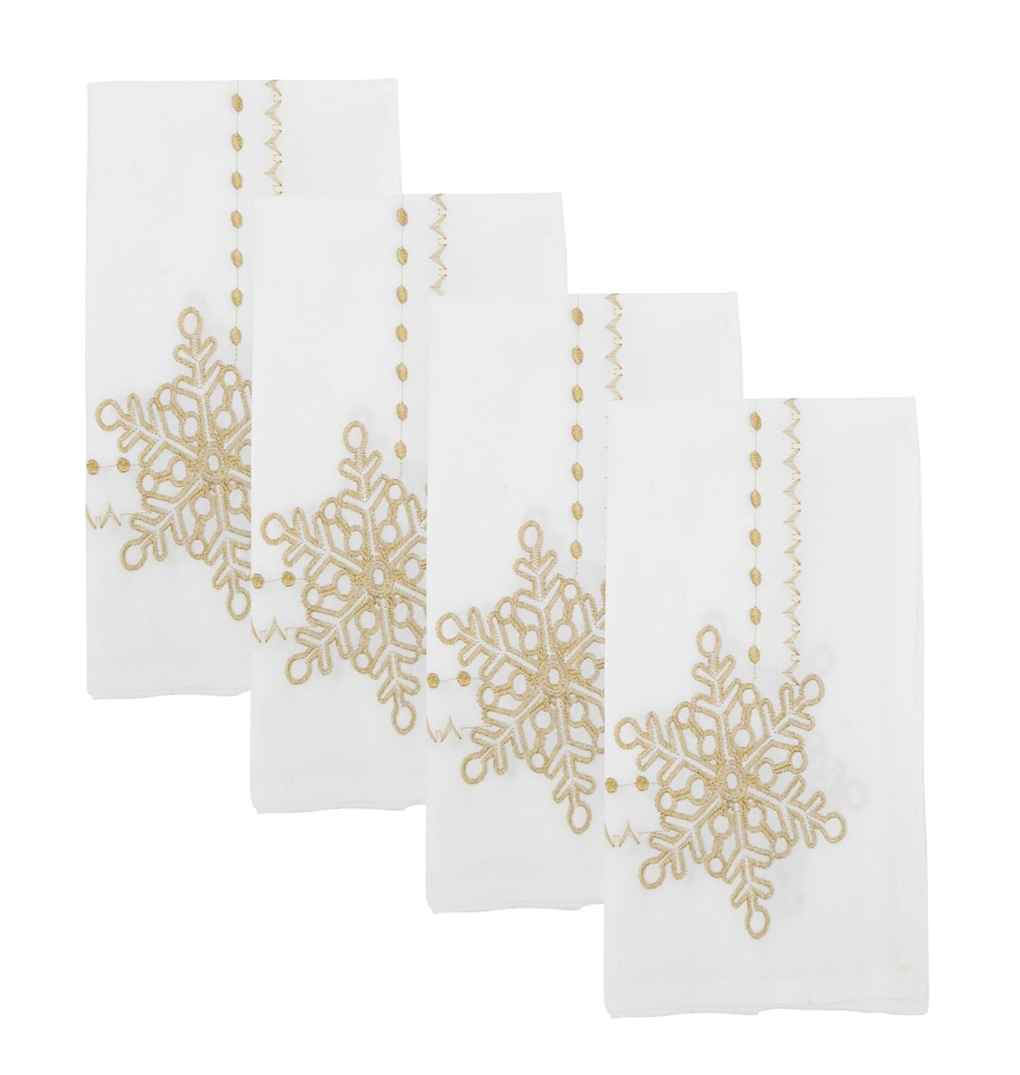 Fennco Styles Metallic Gold Embroidered Snowflake Christmas Table Runner 16" W x 72" L