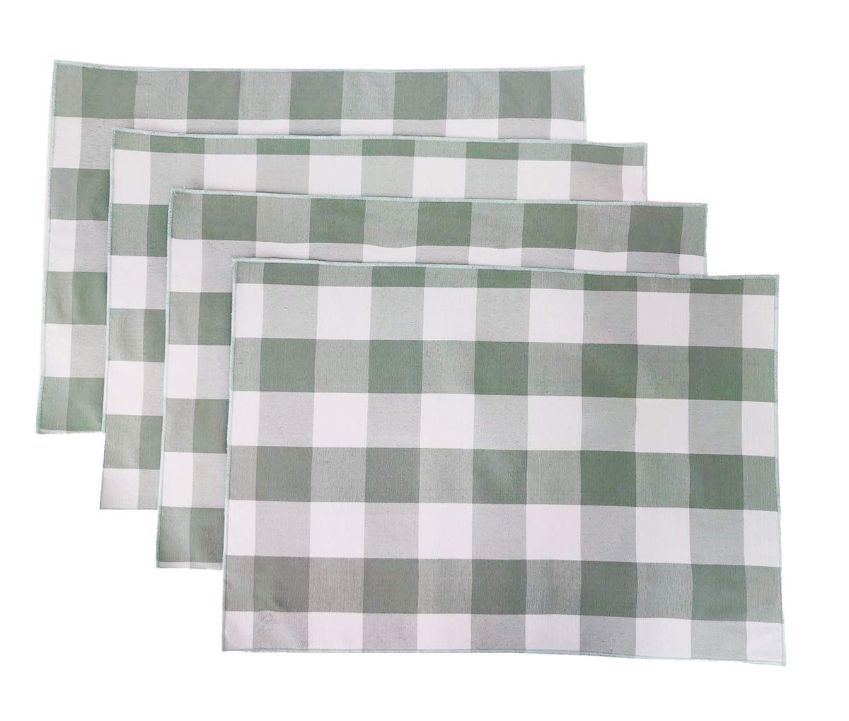 Fennco Styles Buffalo Check Double Layers Reversible Placemats 14" W x 20" L, Set of 4 - Handmade in USA - Plaid Table Mats for Everyday Use, Banquet, Holiday, Family Gathering, Special Occasion