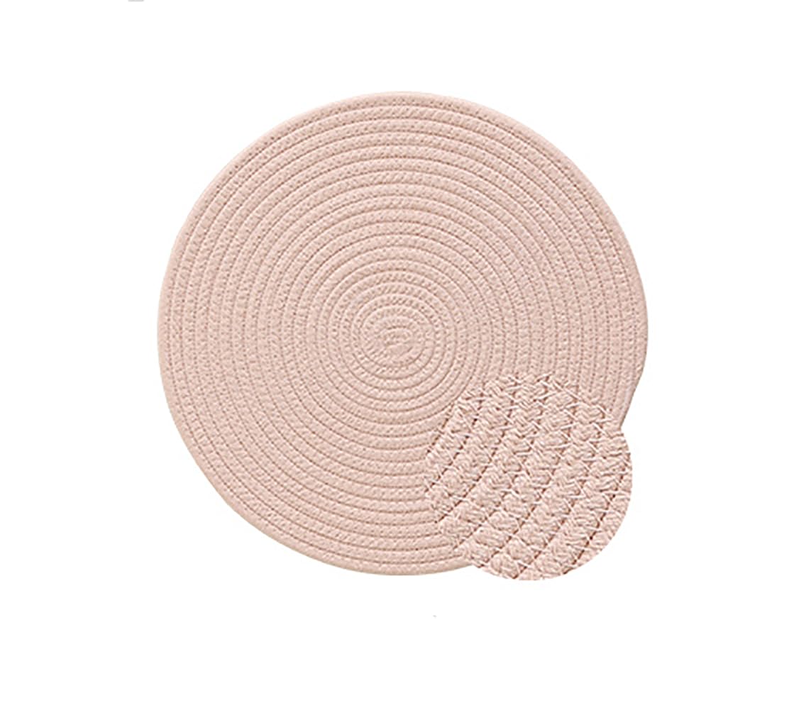 Fennco Styles Braided Design Solid Everyday Placemats 12" Round, Set of 4 - Textured Heat Resistant Insulation Table Mats for Home, Kitchen Décor, Dining Table, Banquets, Holidays