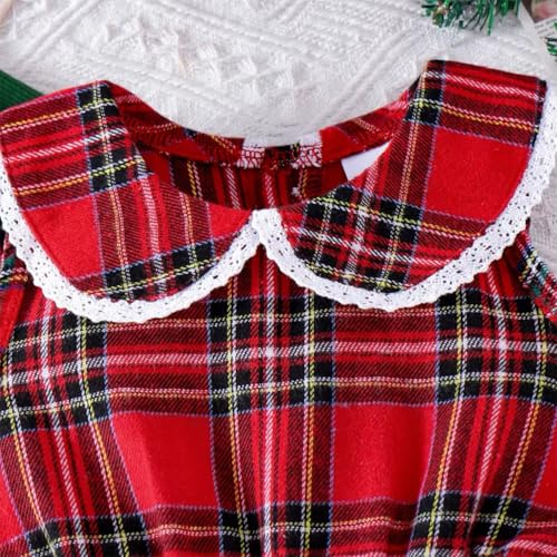 stylesilove Baby Toddler Girls Red Sleeveless Christmas Plaid Dress and Green Cardigan 2pcs Winter Holiday Dressy Outfit