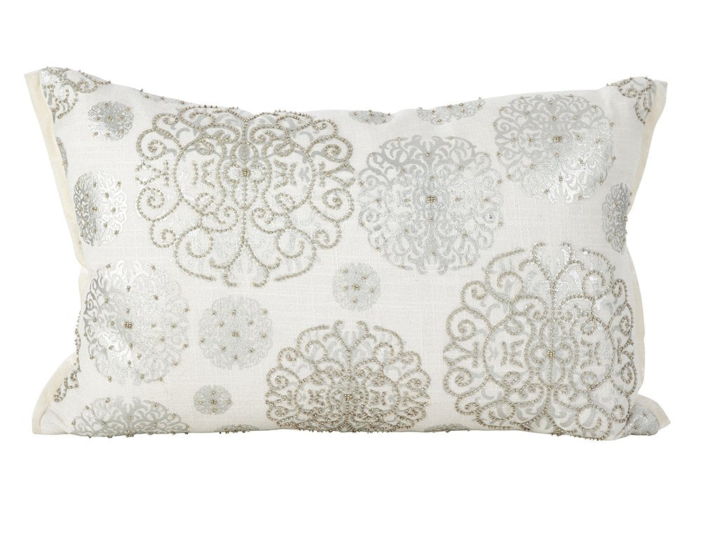 Fennco Styles Handmade Hand Beaded Holiday Design Throw Pillow (14"x22" Throw Pillow)