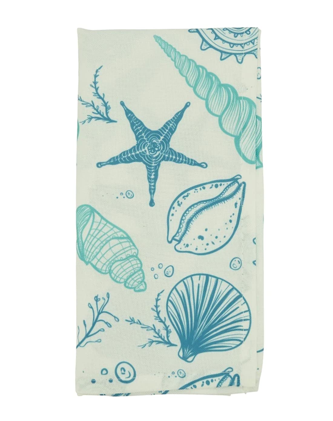 Fennco Styles Coastal Seashells Table Runner 16" W x 70" L - Blue Sealife Nautical Table Cover for Dining Room Decor, Everyday Use, Summer Gathering, Banquets, and Special Occasions