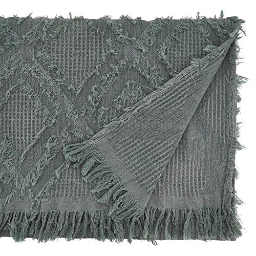 Fennco Styles Waffle Weave Modern Cotton Rectangular Table Runner with Fringe – 16”W x 72”L Table Cover for Home Décor, Dining Table, Banquets, Holidays and Special Occasions