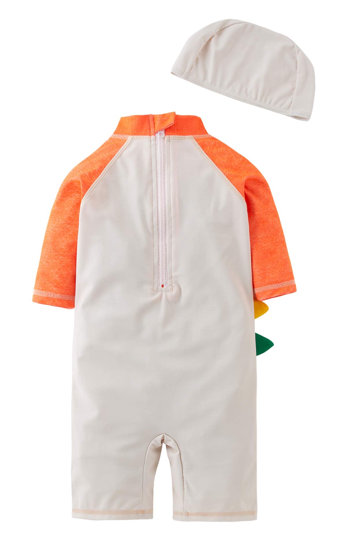 Styles I Love Kid Boys Dinosaur One-Piece Short Sleeve Zipper Rash Guard with Swim Hat 2pcs Swimsuit Beach Bathing Suit