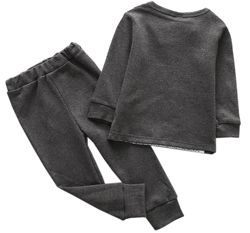 stylesilove Lovely Animal Character Print Long Sleeve Cotton Top and Pants 2 pcs Outfit Set