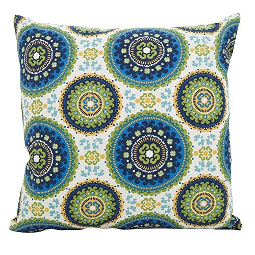 Fennco Styles Kaleidoscope Medallion Filled Decorative Throw Pillow – Crisp Blues & Citrons Cushion for Couch, Sofa, Bedroom, Office and Living Room Décor