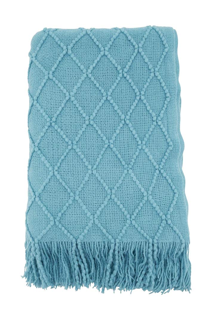 Fennco Styles Diamond Pleats Knit Modern Tassel 50 x 60 Inch Throw - Throw Blanket for Bed, Couch, Sofa, Home Décor, Ideas