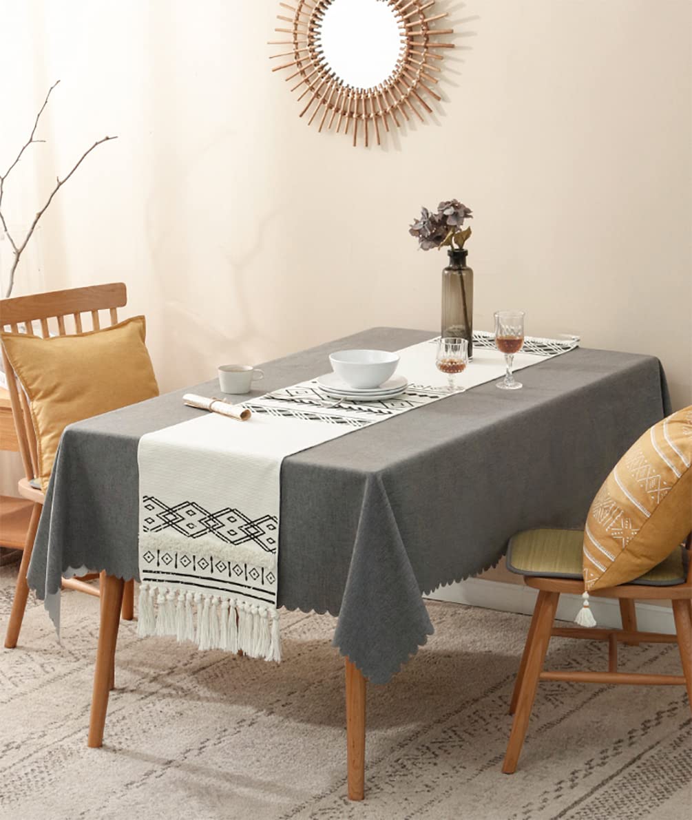 Fennco Styles Woven Solid Color Scalloped Tablecloth