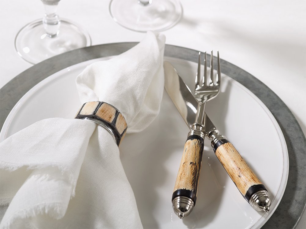 Fennco Styles Menagere De Fete Horn Design Napkin Ring - Set of 4