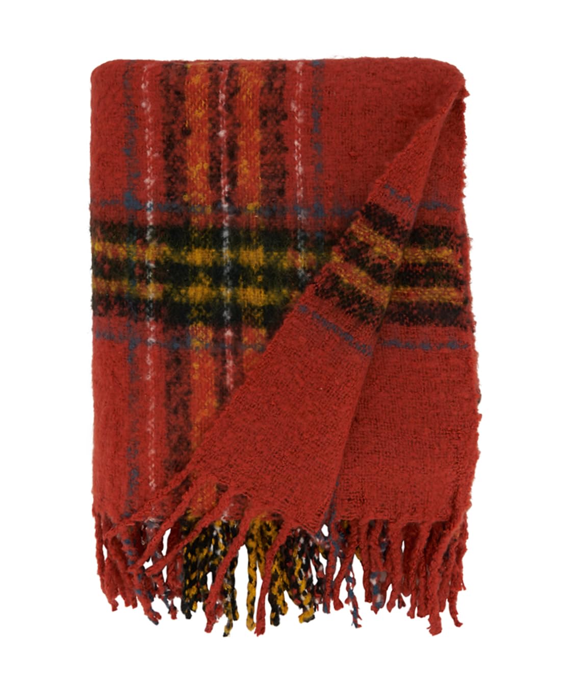Fennco Styles Fall Plaid Modern Tassel Throw Blanket 50" W x 60" L - Orange Blanket for Bed, Couch, Sofa, Living Room and Holiday Décor