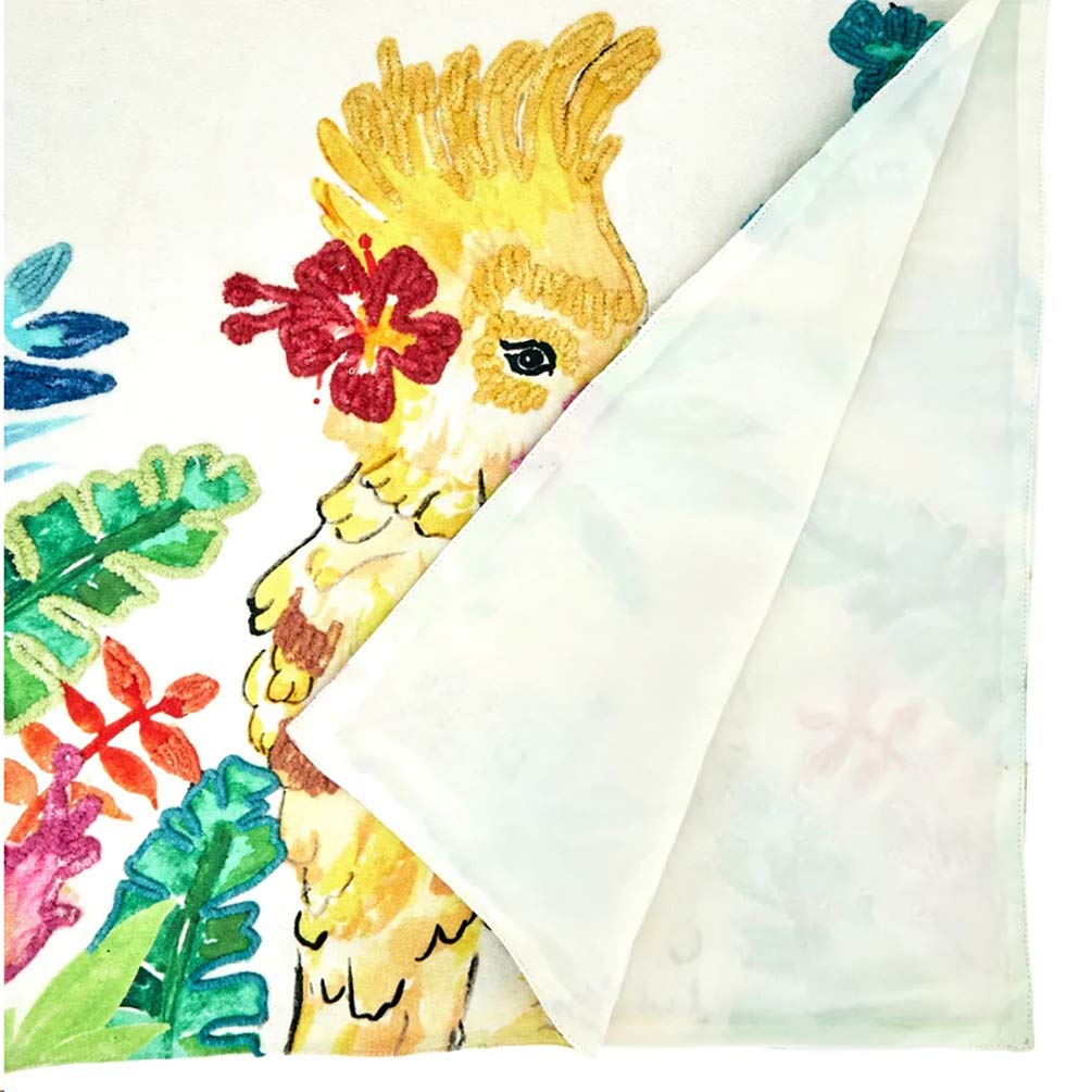 Fennco Styles Embroidered Parakeet Cotton Table Runner 16" W x 72" L - Multicolored Table Cover for Home, Dining Table, Banquet, Family Gathering and Special Occasion