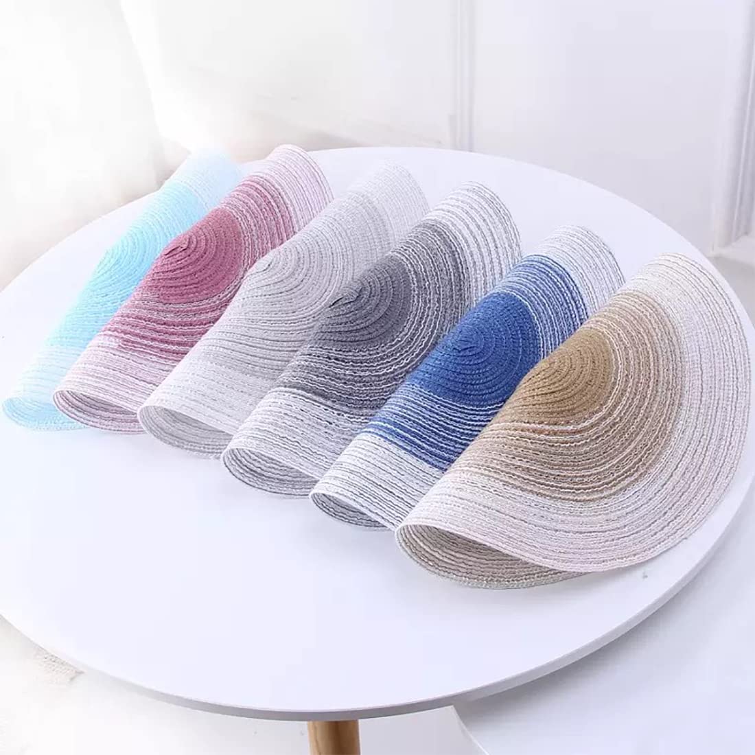 Fennco Styles Handmade Gradient Textured Ramie Placemats 14" Round, Set of 4 – Braided Table Mats Heat Resistant Insulation for Home Décor, Dining Table, Everyday Use, Banquets, Special Events