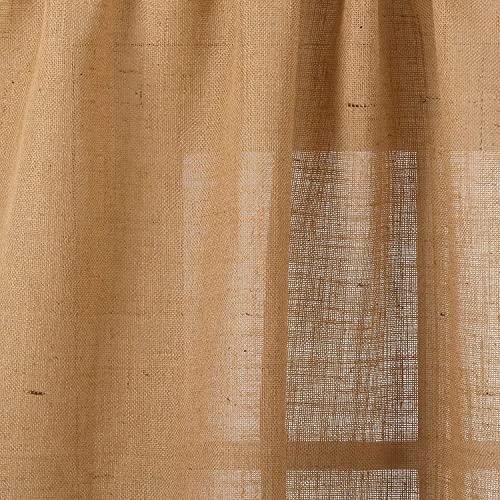 Fennco Styles Open Wave Burlap Unlined Curtain Rod Pocket Jute Window Curtain Single 1 Panel for Bedroom, Living Room, Patio Door Backing Sliding Glass Door Drape