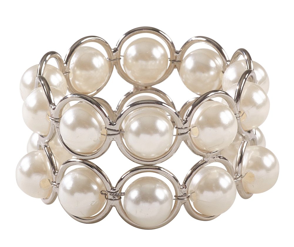 Fennco Styles Faux Pearl Beaded Decorative Napkin Ring - Set of 4
