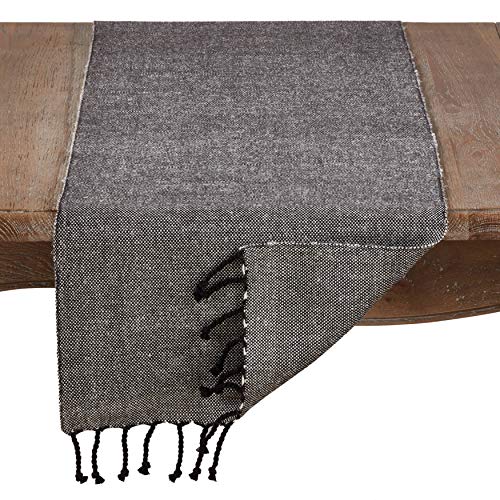 Fennco Styles Stylish Cotton Blend Solid Color Tassel Decorative Table Runner