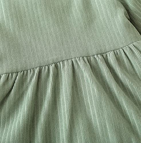 stylesilove Baby Toddler Girls Solid Ruffle Hem Long Puff Sleeve Corduroy Dress Princess Casual Spring Fall Outfit