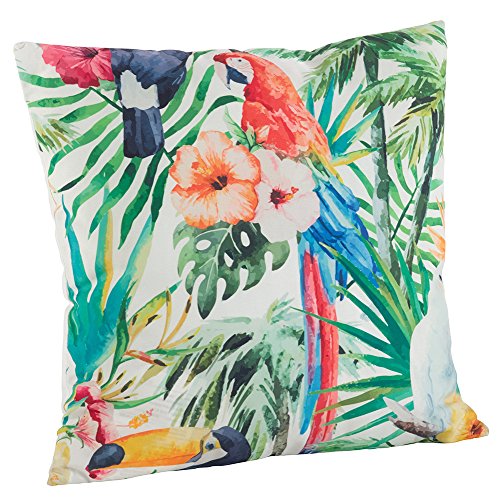 Fennco Styles Home Indoor Outdoor Décor Tropical Print Throw Pillow (Tropical Parrot)