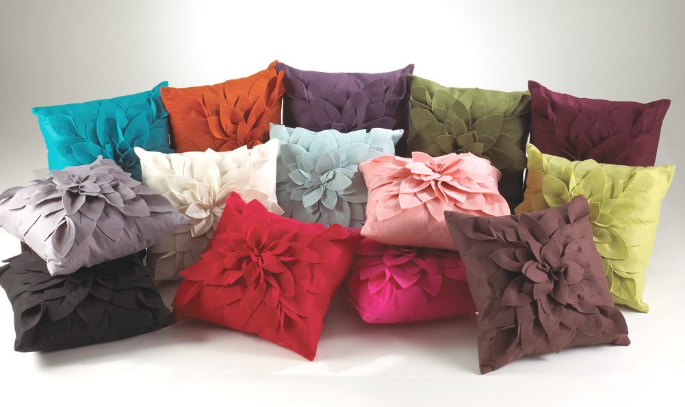 Fennco Styles Sara's Garden Petal Decorative Throw Pillow. 17 Inch Square.