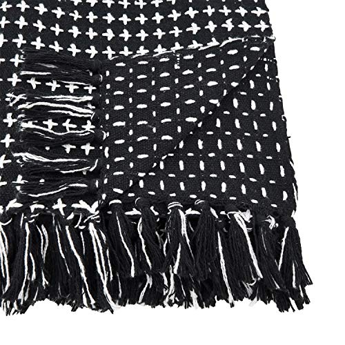 Fennco Styles Sevan Collection Contemporary Stitch Fringed 100% Cotton 50 x 60 Inch Throw – Variety Design Throw Blanket for Couch, Bedroom and Living Room Décor
