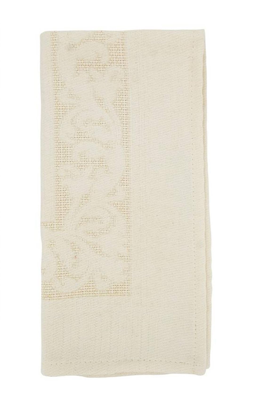 Fennco Styles Ecru Jacquard Floral Tablecloth 65" W x 90" L Rectangle Flower Table Cover
