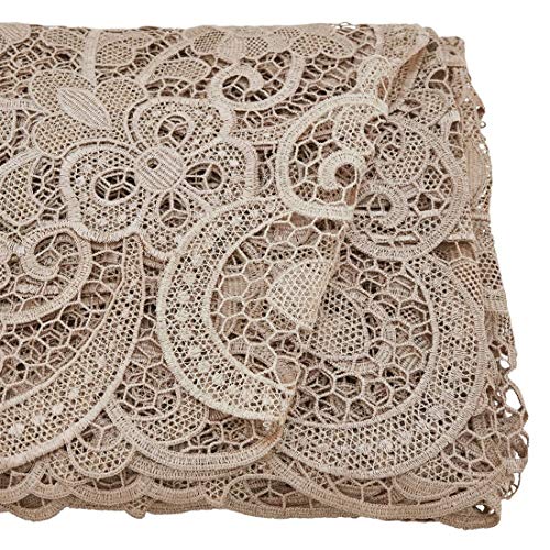 Fennco Styles Exquisite All Over Floral Lace Tablecloth - Ecru Table Cover for Home Decor, Dining Room, Banquets, Wedding and Special Occasion