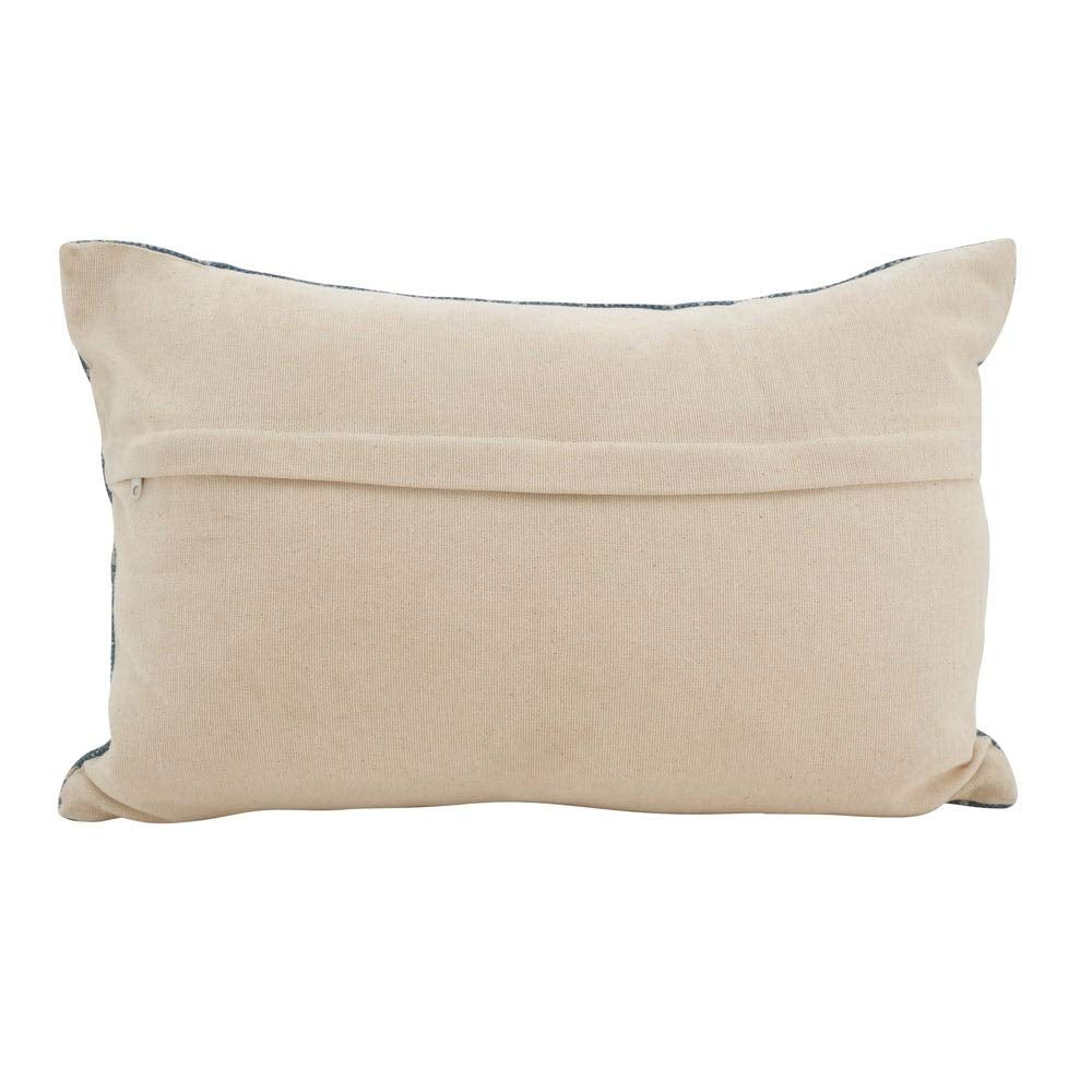 Fennco Styles Distressed Bohemian 16" W x 24" Oblong Cotton Down Filled Decorative Throw Pillow – Indigo Blue High-End Cushion for Couch, Sofa, Bedroom, Office and Living Room Décor