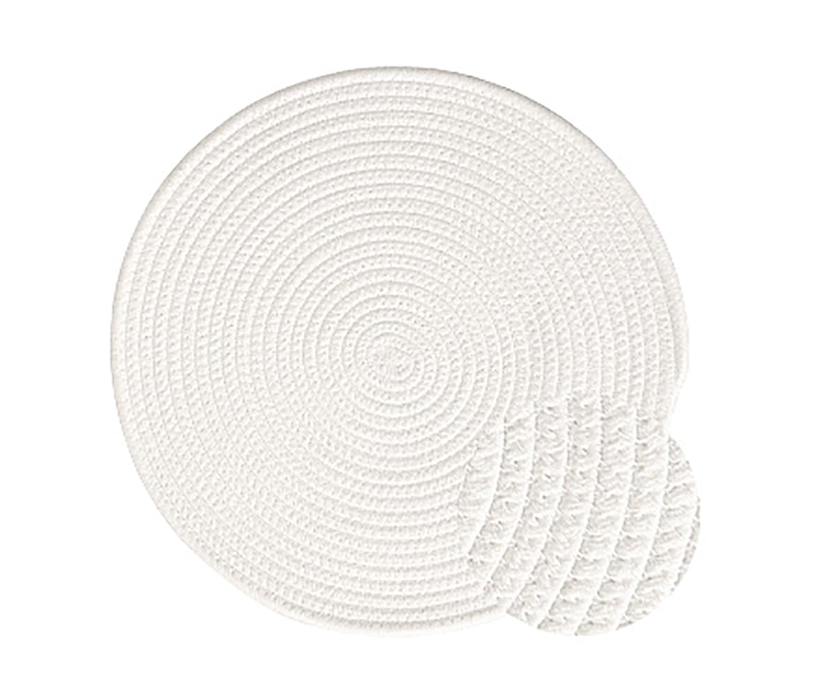 Fennco Styles Braided Design Solid Everyday Placemats 12" Round, Set of 4 - Textured Heat Resistant Insulation Table Mats for Home, Kitchen Décor, Dining Table, Banquets, Holidays