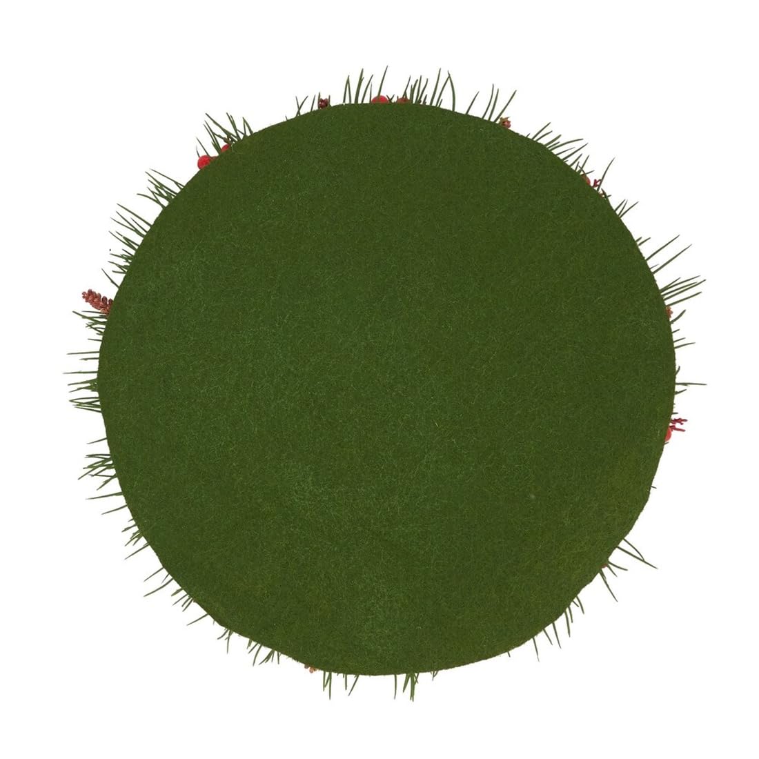 Fennco Styles Red Berry Decorative Placemat 14" Round, 1-Piece - Green Holiday Design Table Mat for Home, Christmas Décor, Dining Table, Banquets, Special Events