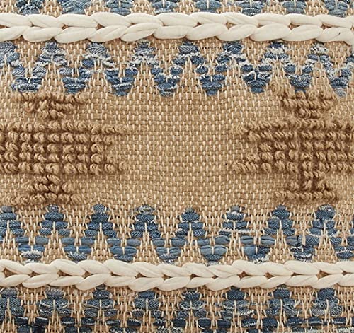 Fennco Styles Multi Texture Chindi Cotton Jute Decorative Throw Pillow 18" W x 18" L - Natural Square Cushion for Home, Couch, Living Room, Bedroom, Office and Holiday Décor