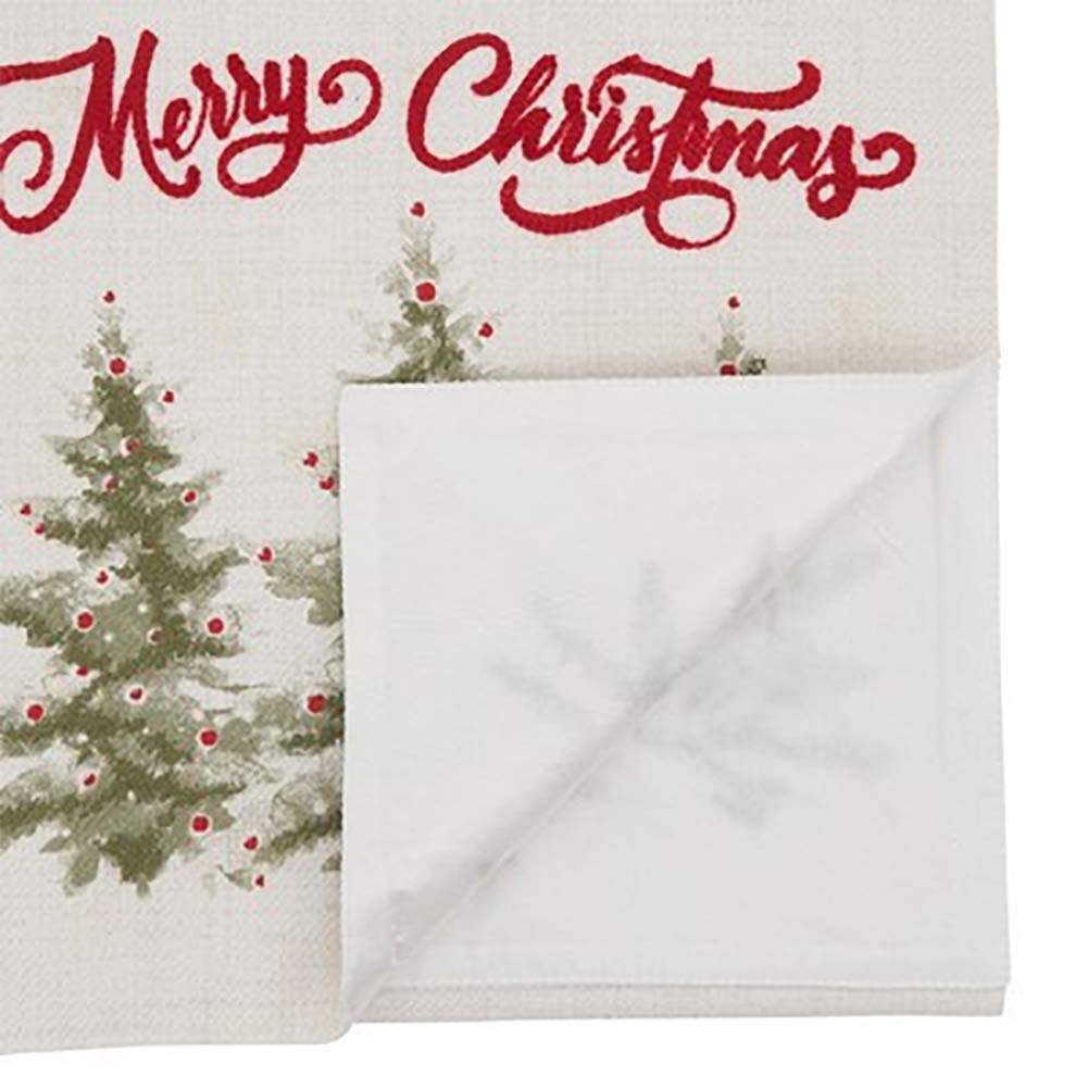 Fennco Styles Merry Christmas Holiday Trees Decorative Table Runner 13" W x 72" L - Natural Festive Table Cover for Banquets, Christmas, Special Events and Home Décor
