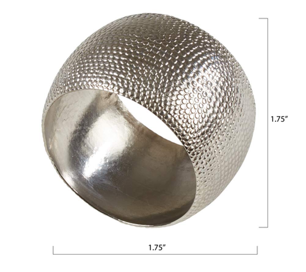 Fennco Styles Classic Hammered Brass Napkin Rings, Set of 4 - Silver Metal Napkin Holders for Home, Dining Room Decor, Banquets, Wedding and Special Occasions